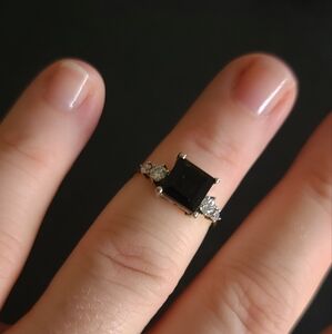 Faceted Onyx Sterling Ring